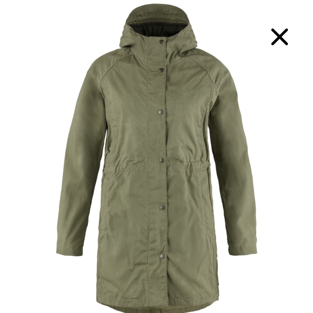 Fjallraven Olive Green Trench Coat with Hood